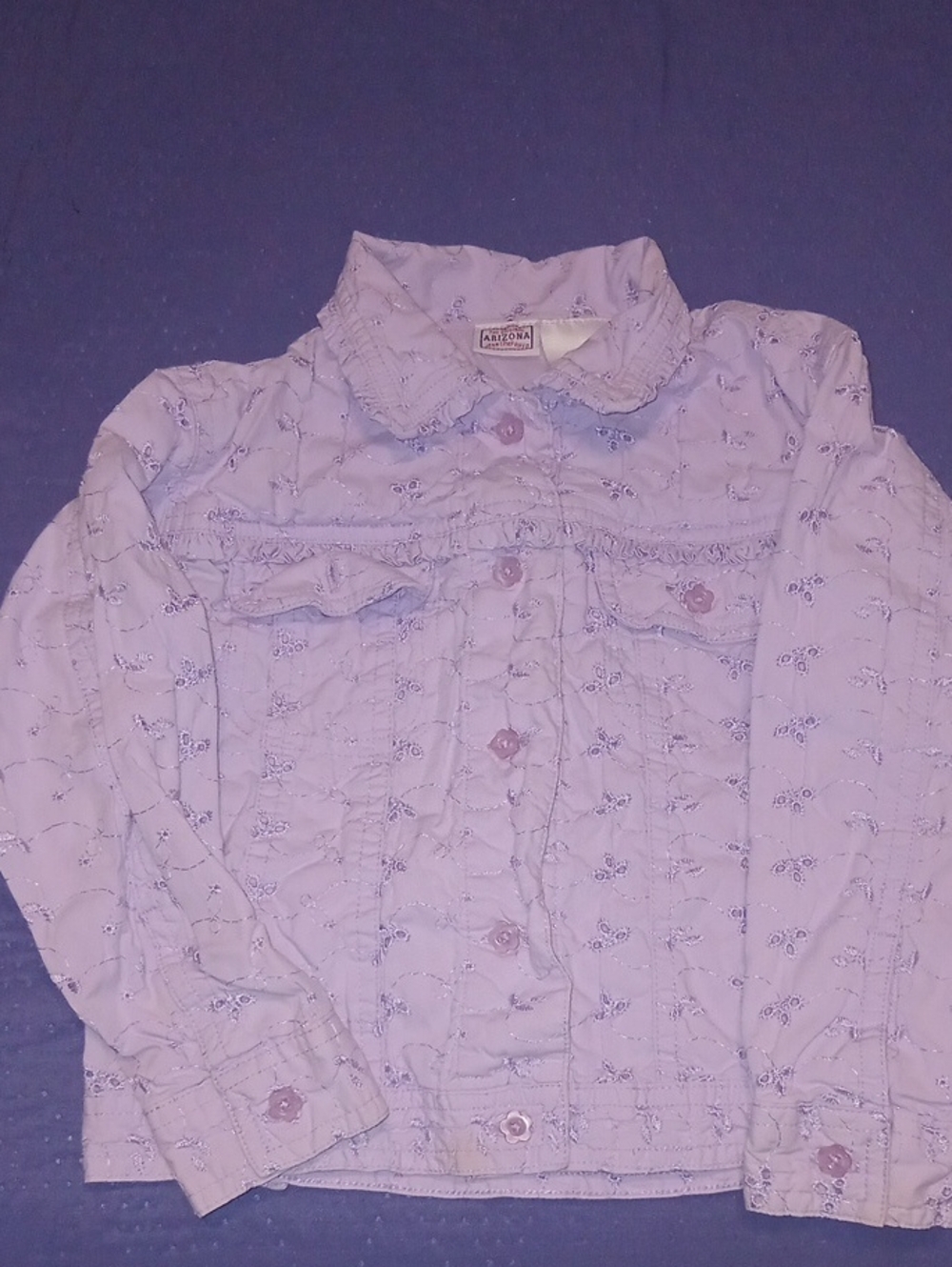 Arizona Jean Company Light Purple Floral Button-Down Shirt Jacket